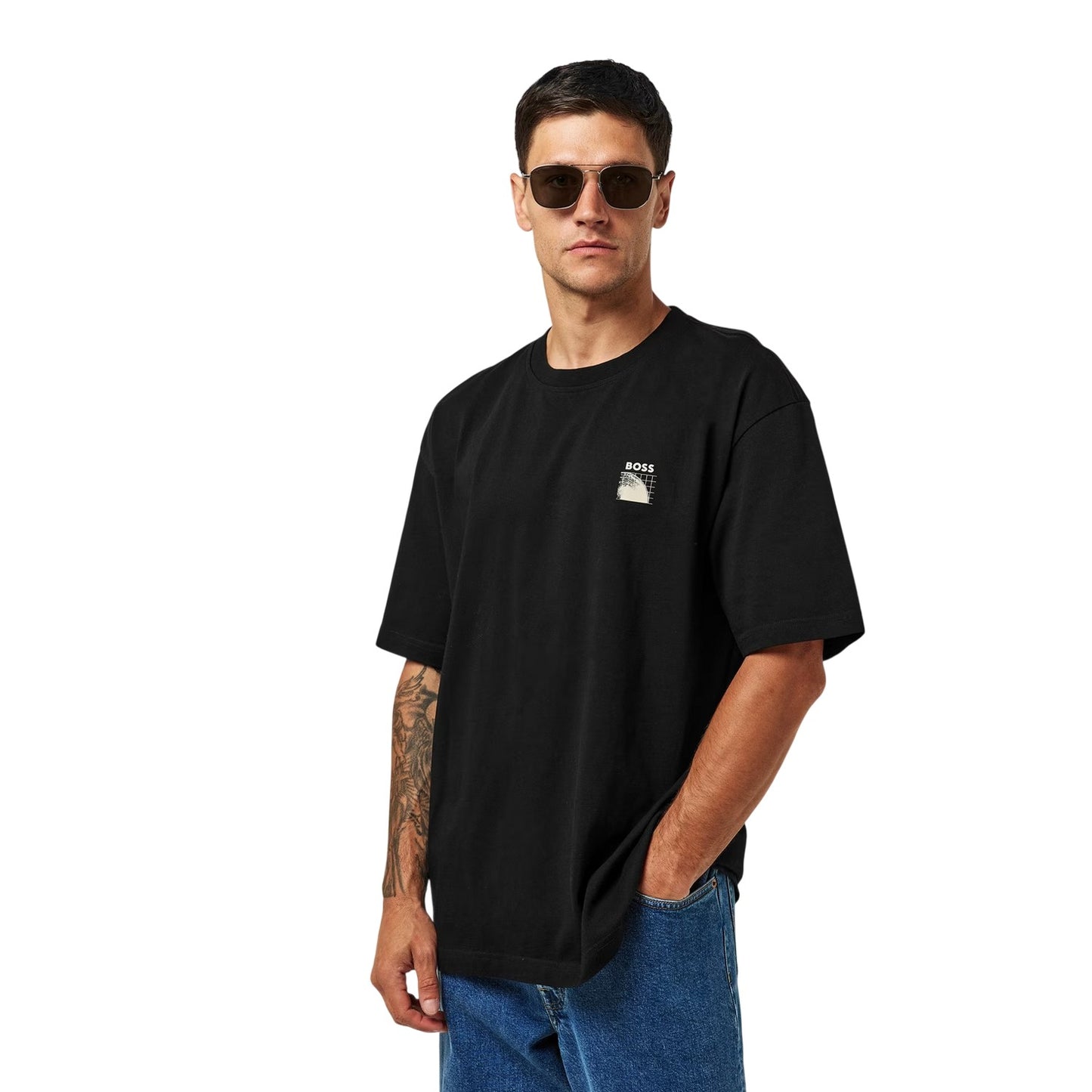 Black - Side - Boss Mens Radar Regular T-Shirt