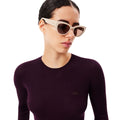 Maroon - Lifestyle - Lacoste Womens-Ladies 3D Merino Wool Ribbed Sweater Top