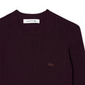 Maroon - Pack Shot - Lacoste Womens-Ladies 3D Merino Wool Ribbed Sweater Top