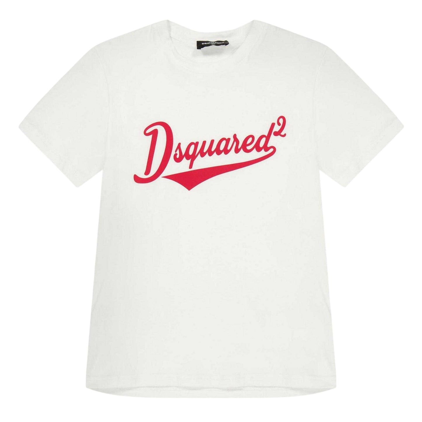 White - Front - DSquared2 Childrens-Kids Dsquared Logo Cotton Regular Short-Sleeved T-Shirt
