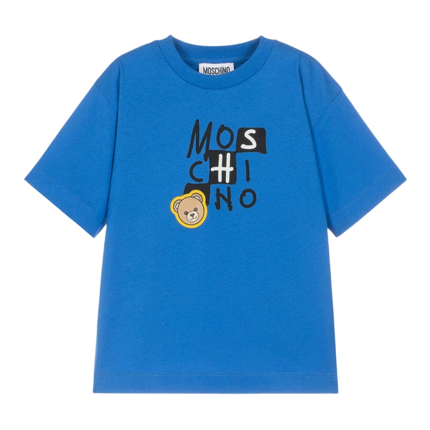 Blue - Front - Moschino Childrens-Kids Logo Regular T-Shirt