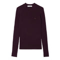 Maroon - Front - Lacoste Womens-Ladies 3D Merino Wool Ribbed Sweater Top