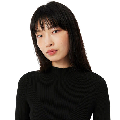 Black - Lifestyle - Lacoste Womens-Ladies Rib Knit High-Neck Sweater Top