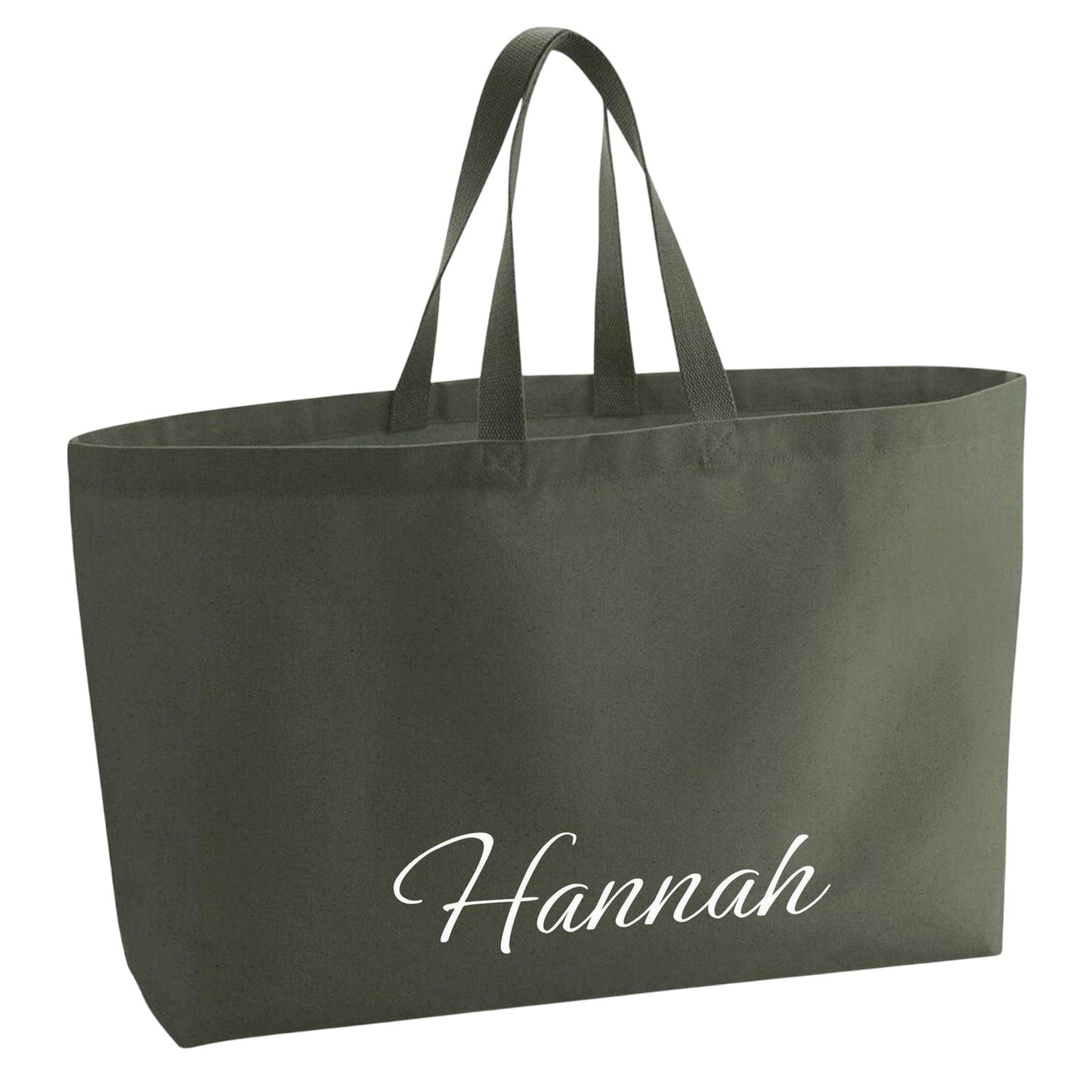 Olive Green - Front - Westford Mill Hannah Cotton Canvas Tote Bag