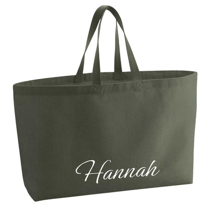Olive Green - Front - Westford Mill Hannah Cotton Canvas Tote Bag