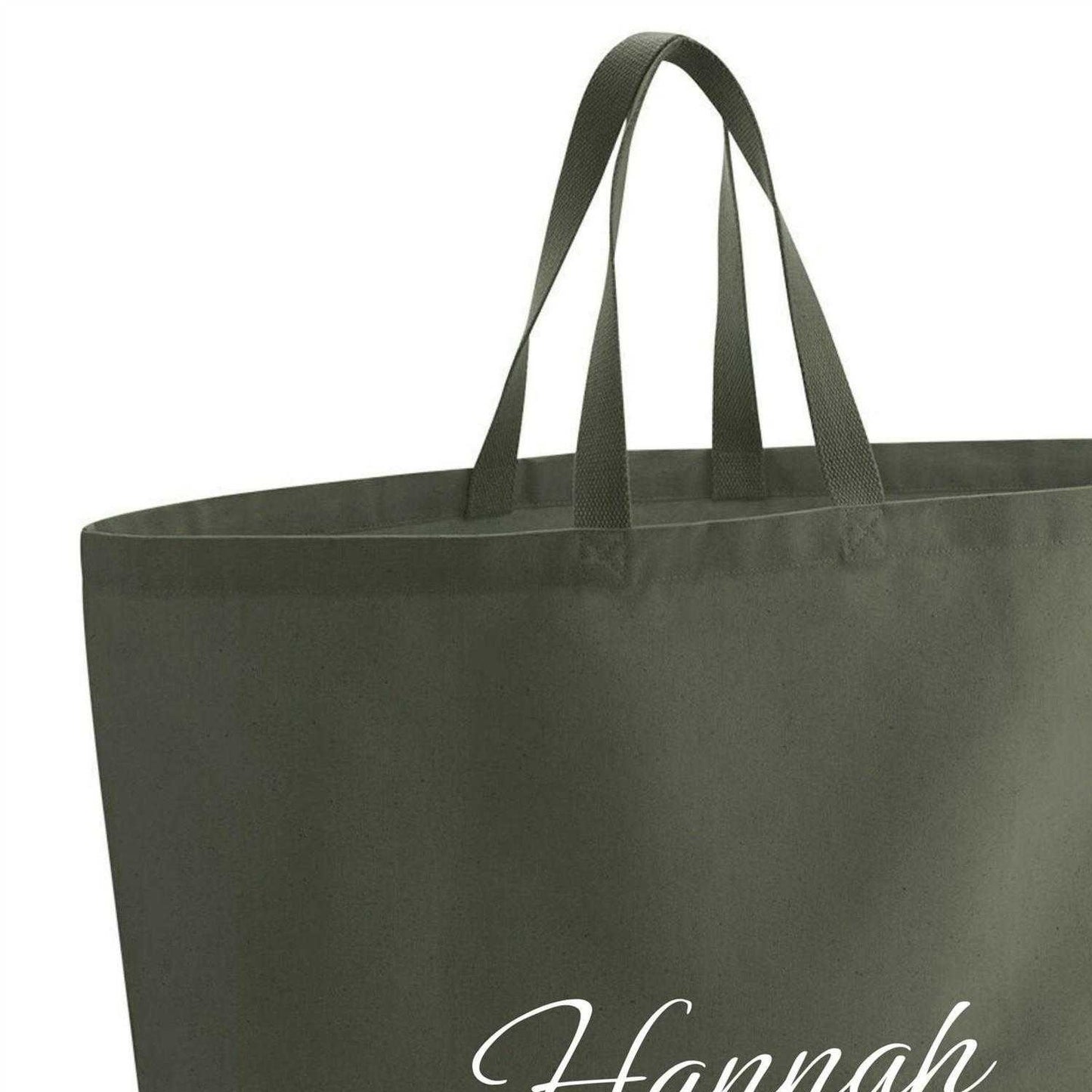 Olive Green - Side - Westford Mill Hannah Cotton Canvas Tote Bag