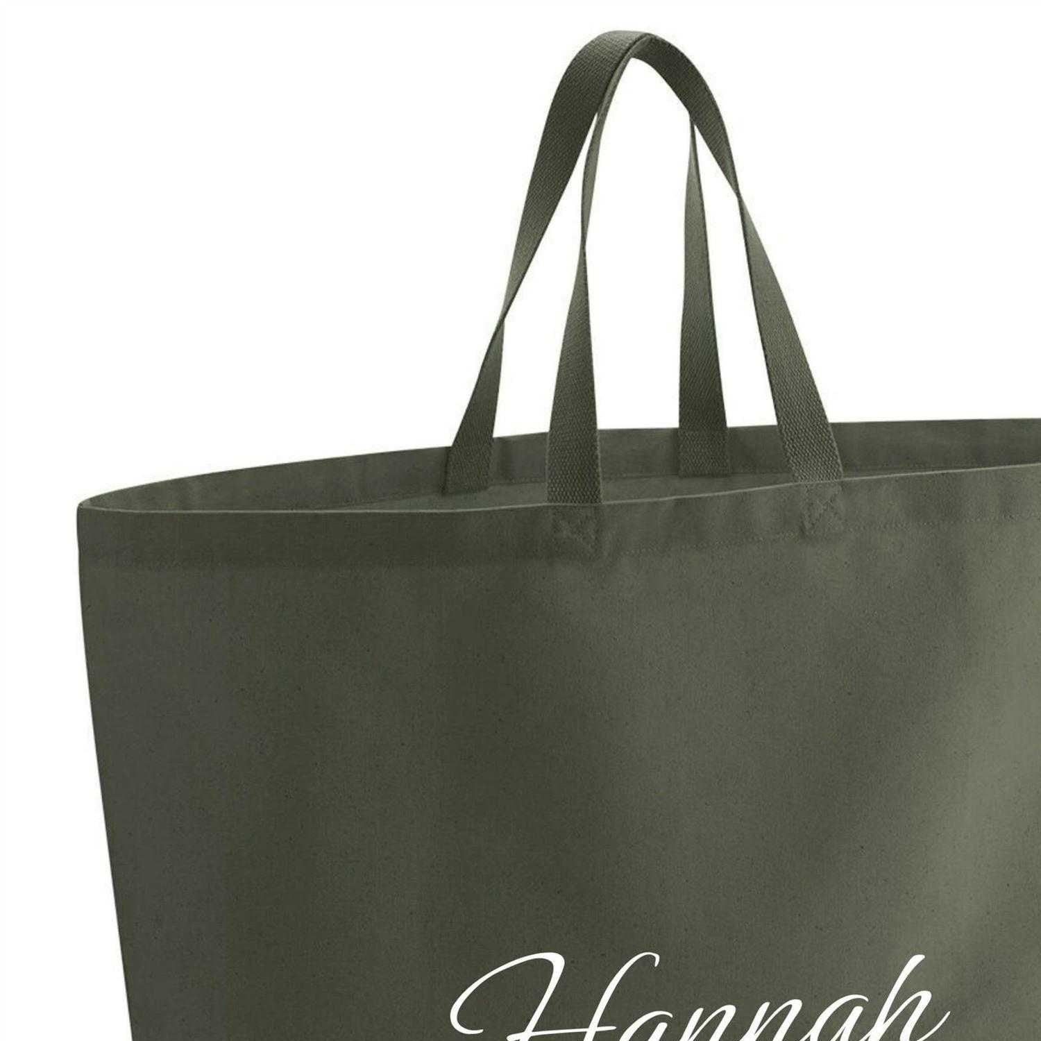 Olive Green - Side - Westford Mill Hannah Cotton Canvas Tote Bag
