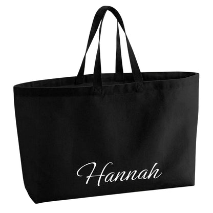 Black - Front - Westford Mill Hannah Cotton Canvas Tote Bag