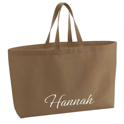 Caramel - Front - Westford Mill Hannah Cotton Canvas Tote Bag