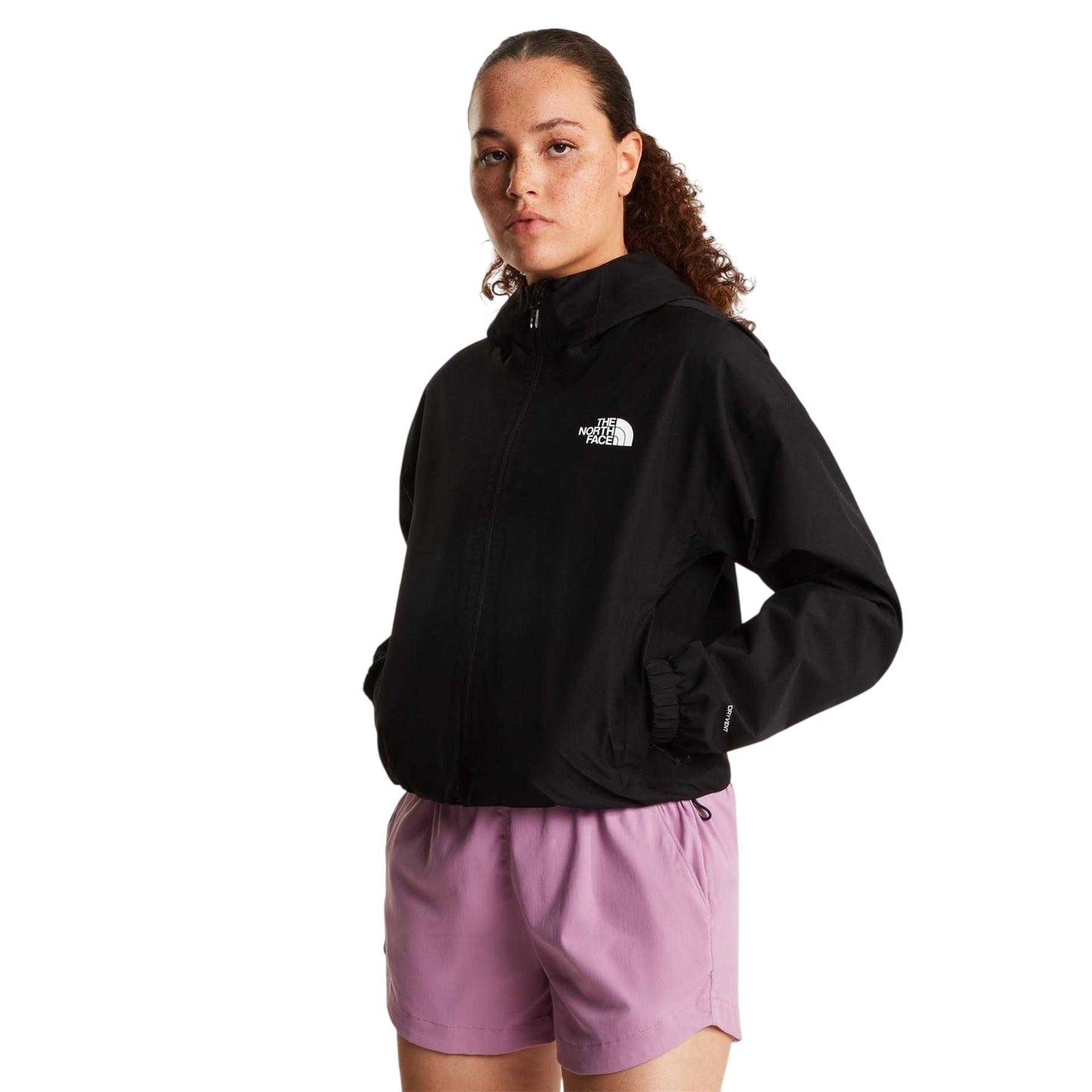 Black - Side - The North Face Womens-Ladies Quest DryVent Cropped Hooded Jacket