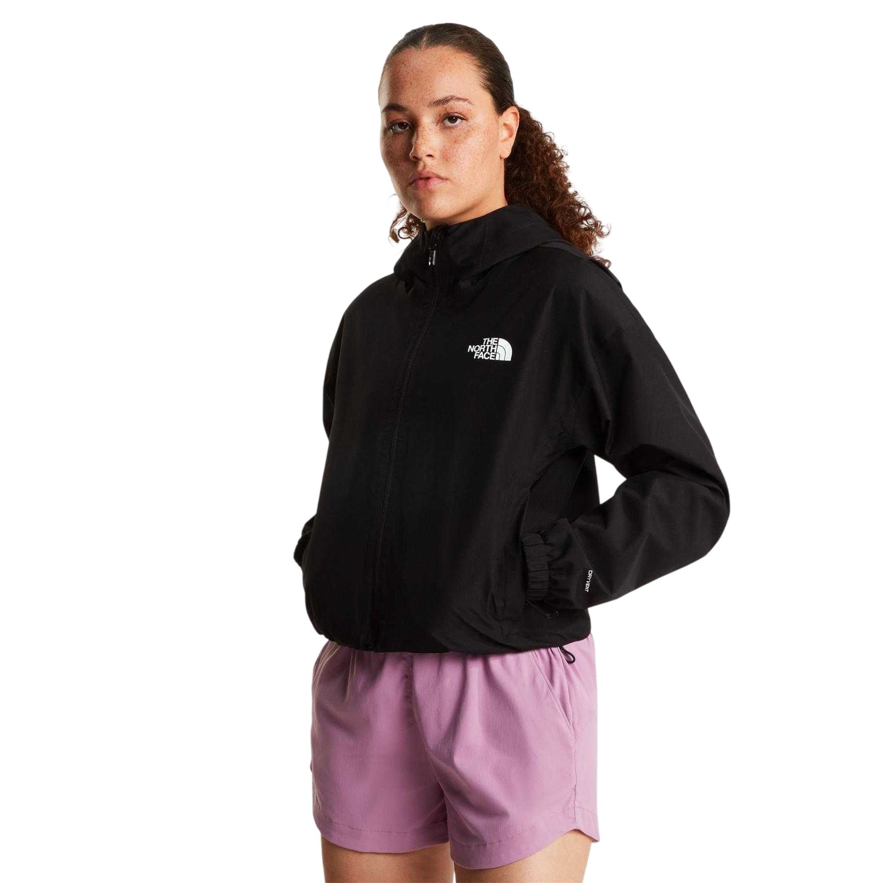 Black - Side - The North Face Womens-Ladies Quest DryVent Cropped Hooded Jacket