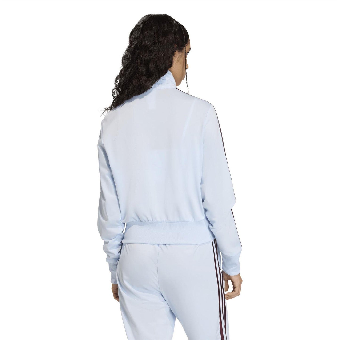 Maroon-Sky Blue - Back - Adidas Womens-Ladies Firebird 3 Stripes Tracksuit Top