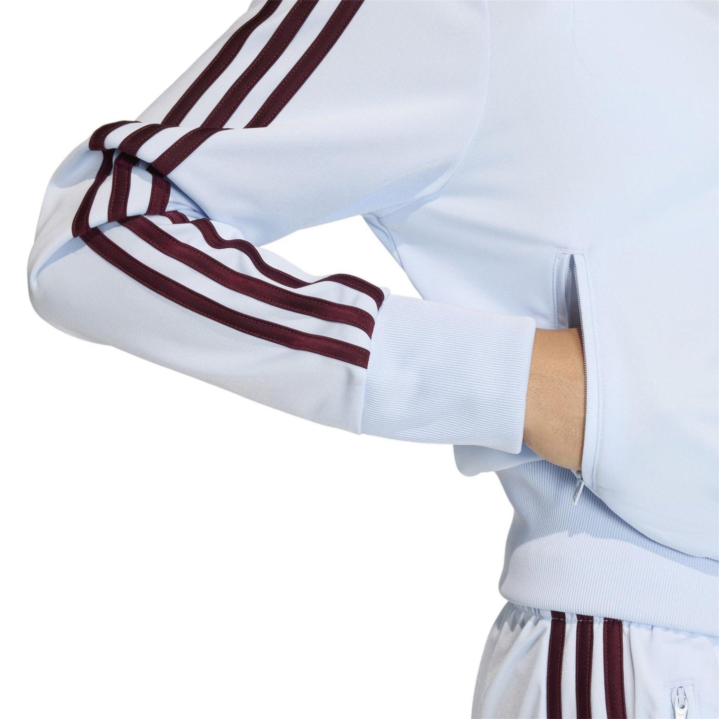 Maroon-Sky Blue - Lifestyle - Adidas Womens-Ladies Firebird 3 Stripes Tracksuit Top
