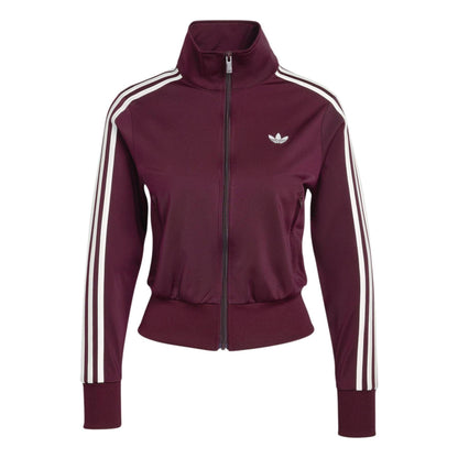 Maroon - Front - Adidas Womens-Ladies Firebird 3 Stripes Tracksuit Top