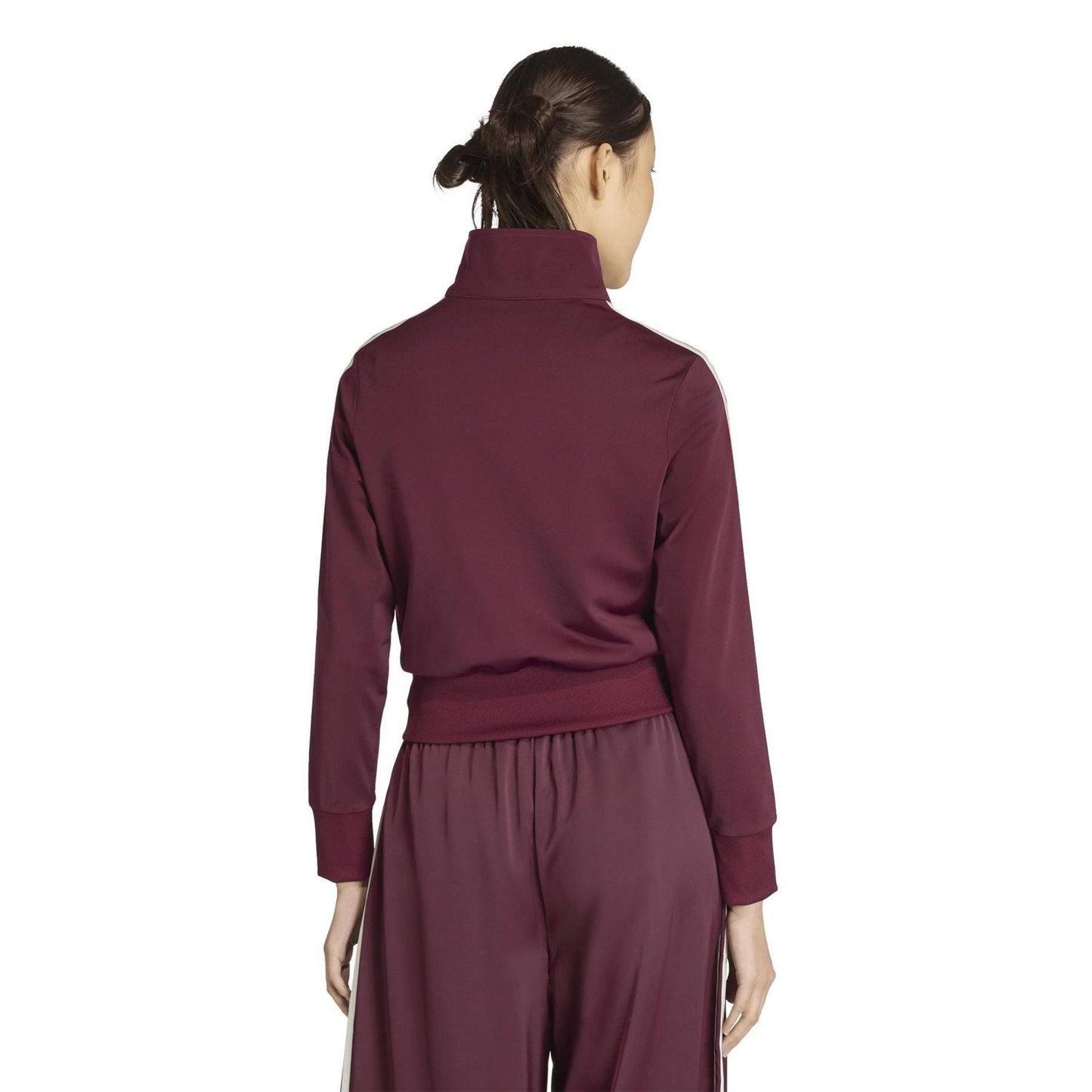 Maroon - Back - Adidas Womens-Ladies Firebird 3 Stripes Tracksuit Top