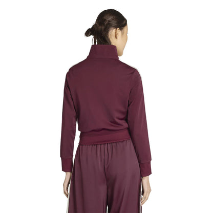 Maroon - Back - Adidas Womens-Ladies Firebird 3 Stripes Tracksuit Top