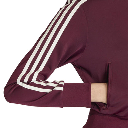 Maroon - Lifestyle - Adidas Womens-Ladies Firebird 3 Stripes Tracksuit Top