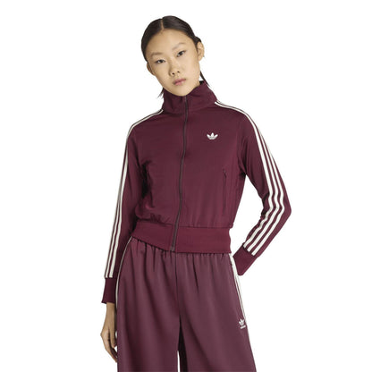 Maroon - Pack Shot - Adidas Womens-Ladies Firebird 3 Stripes Tracksuit Top