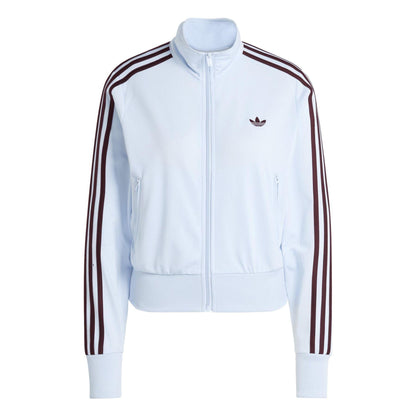 Maroon-Sky Blue - Front - Adidas Womens-Ladies Firebird 3 Stripes Tracksuit Top