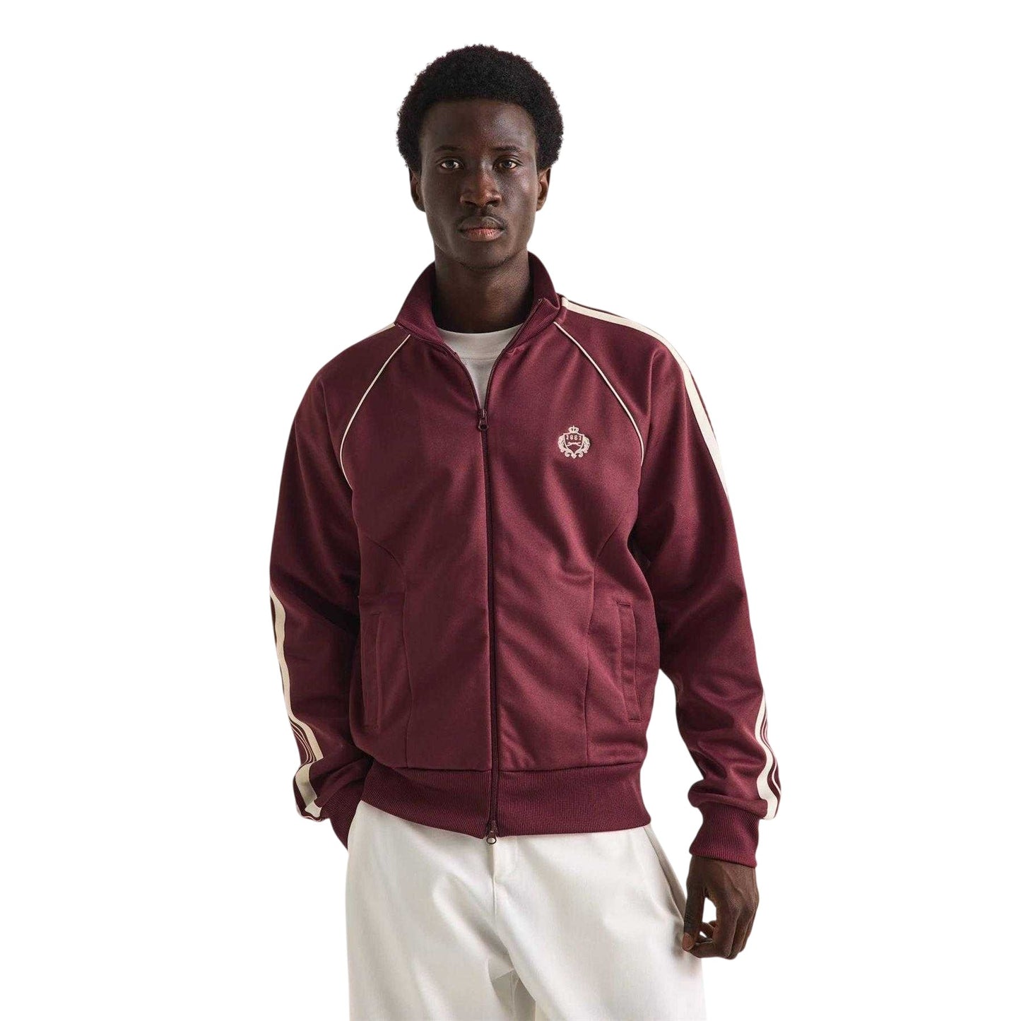Burgundy - Side - Slazenger Mens Off-Court Warm Down Track Jacket