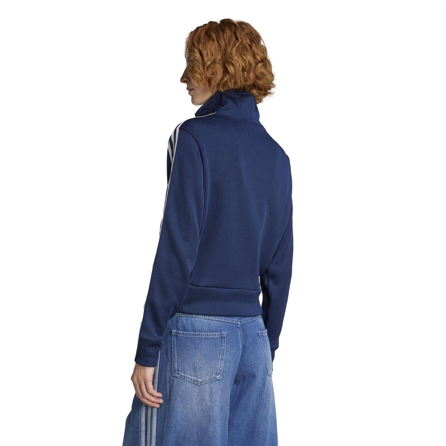 Night Indigo - Back - Adidas Womens-Ladies Firebird 3 Stripes Knitted Track Top