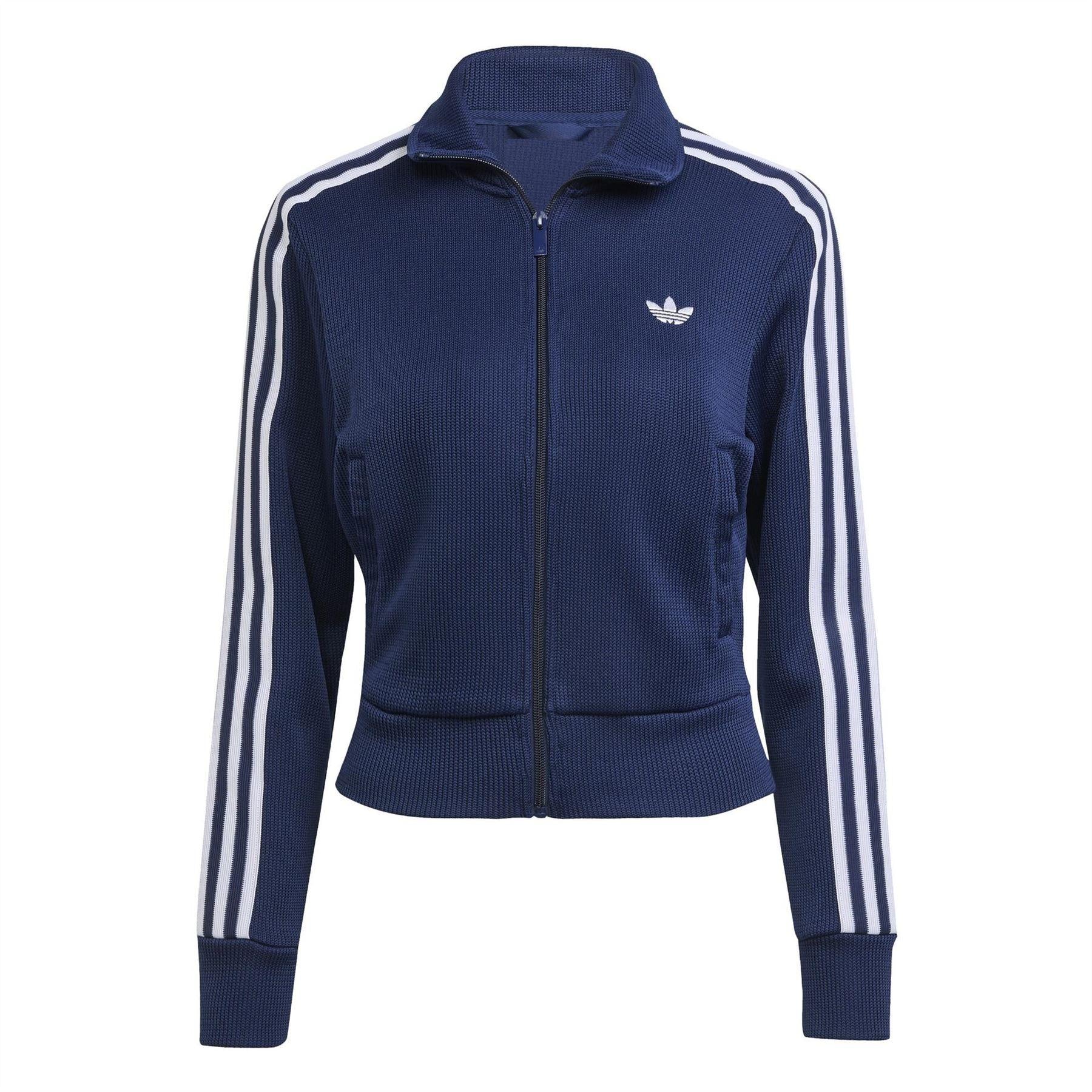 Night Indigo - Front - Adidas Womens-Ladies Firebird 3 Stripes Knitted Track Top