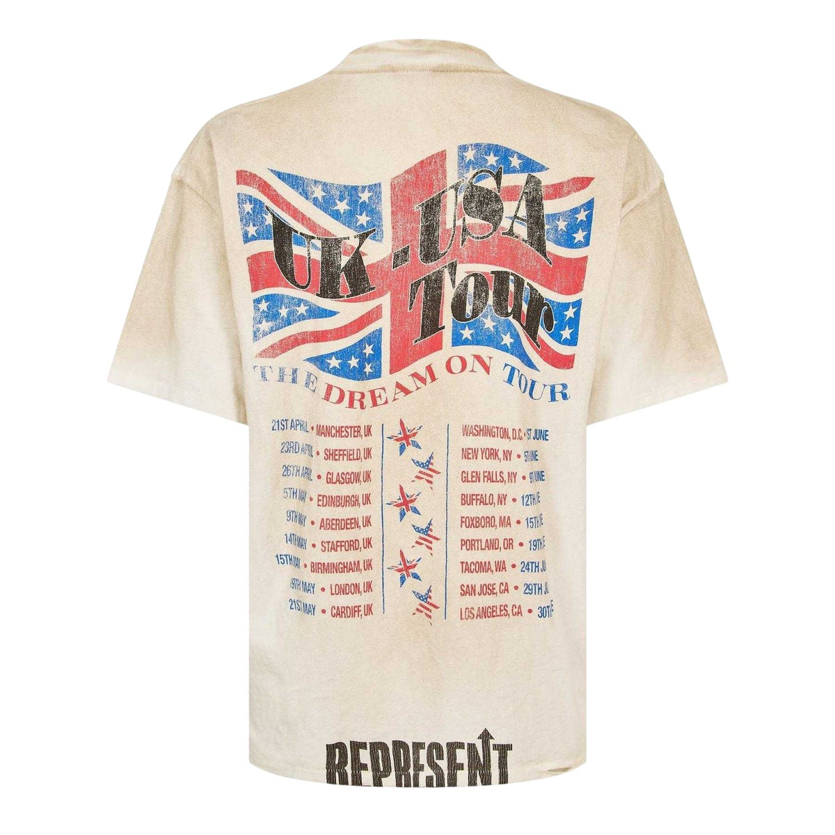 Washed-Ecru - Back - Represent Mens Logo Oversized T-Shirt