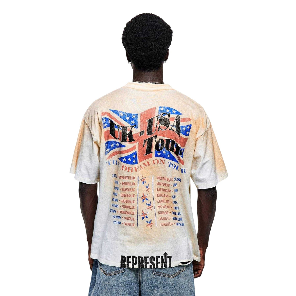 Washed-Ecru - Lifestyle - Represent Mens Logo Oversized T-Shirt