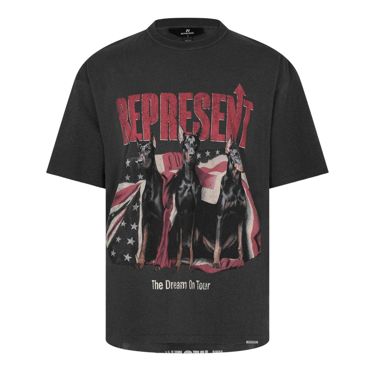 Faded Grey - Front - Represent Mens Logo Oversized T-Shirt