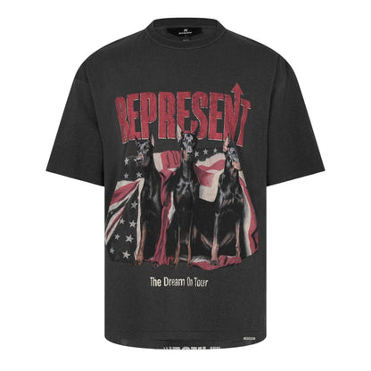 Faded Grey - Front - Represent Mens Logo Oversized T-Shirt