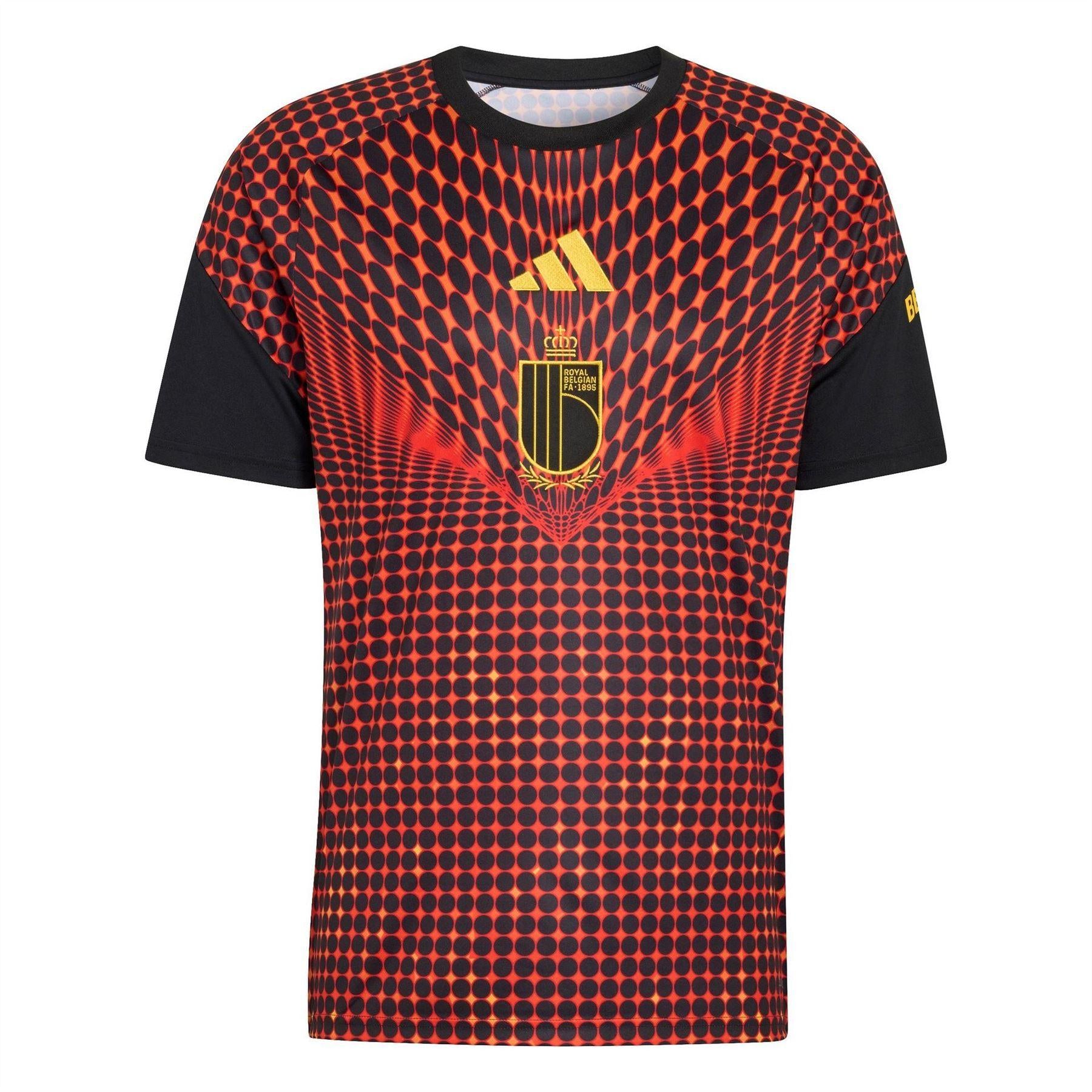 Black-Red - Front - Adidas Mens 2026 Pre Match Belgium Football Shirt