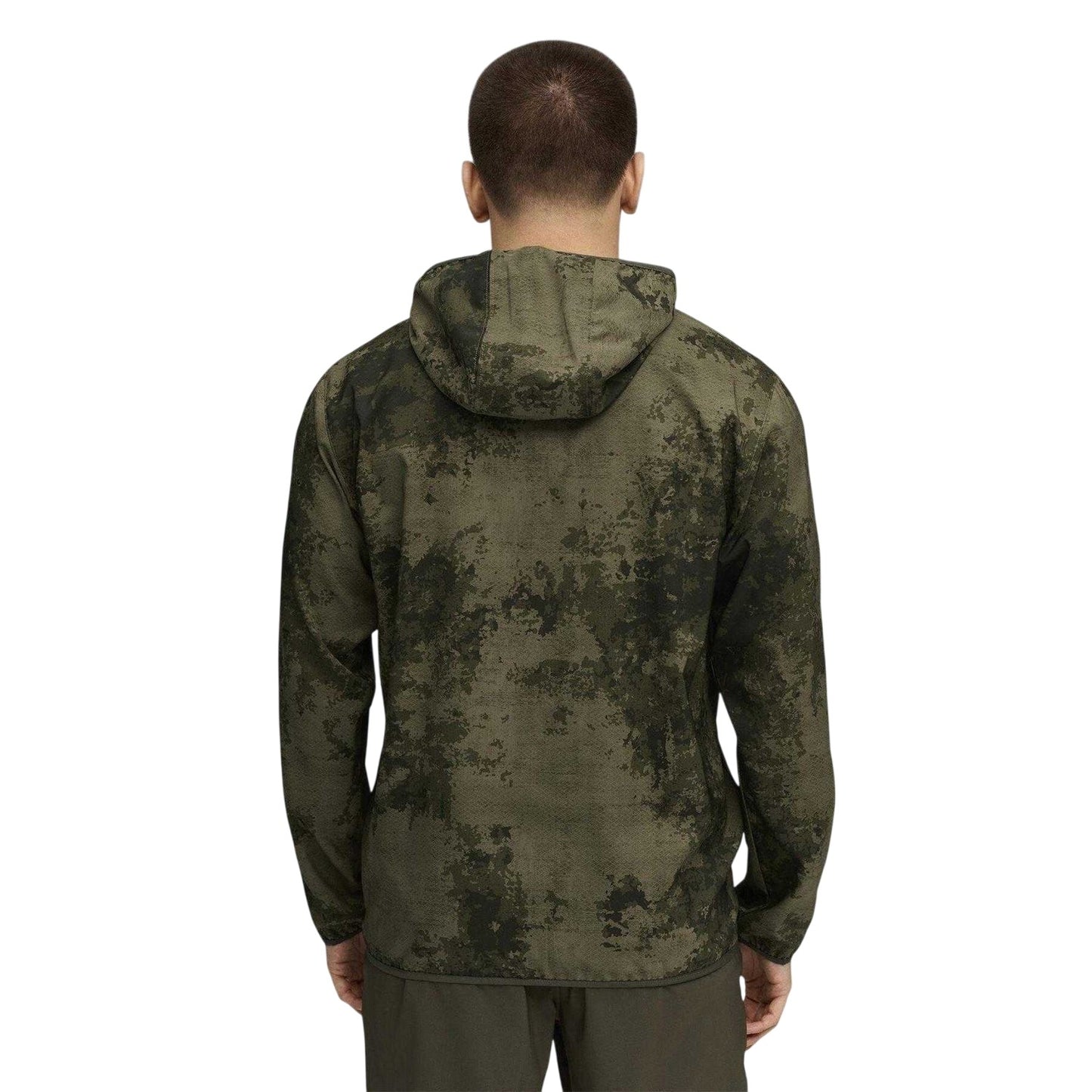 Dark Olive - Back - Puma Mens Monay Camo Hooded Jacket