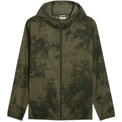 Dark Olive - Front - Puma Mens Monay Camo Hooded Jacket