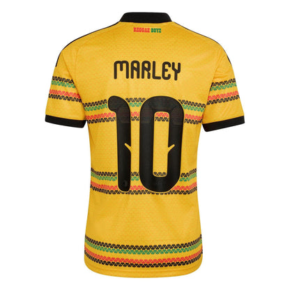 Gold-Green - Back - Adidas Mens Bob Marley 2026 Jamaica Home Shirt