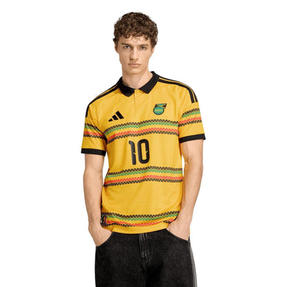 Gold-Green - Pack Shot - Adidas Mens Bob Marley 2026 Jamaica Home Shirt
