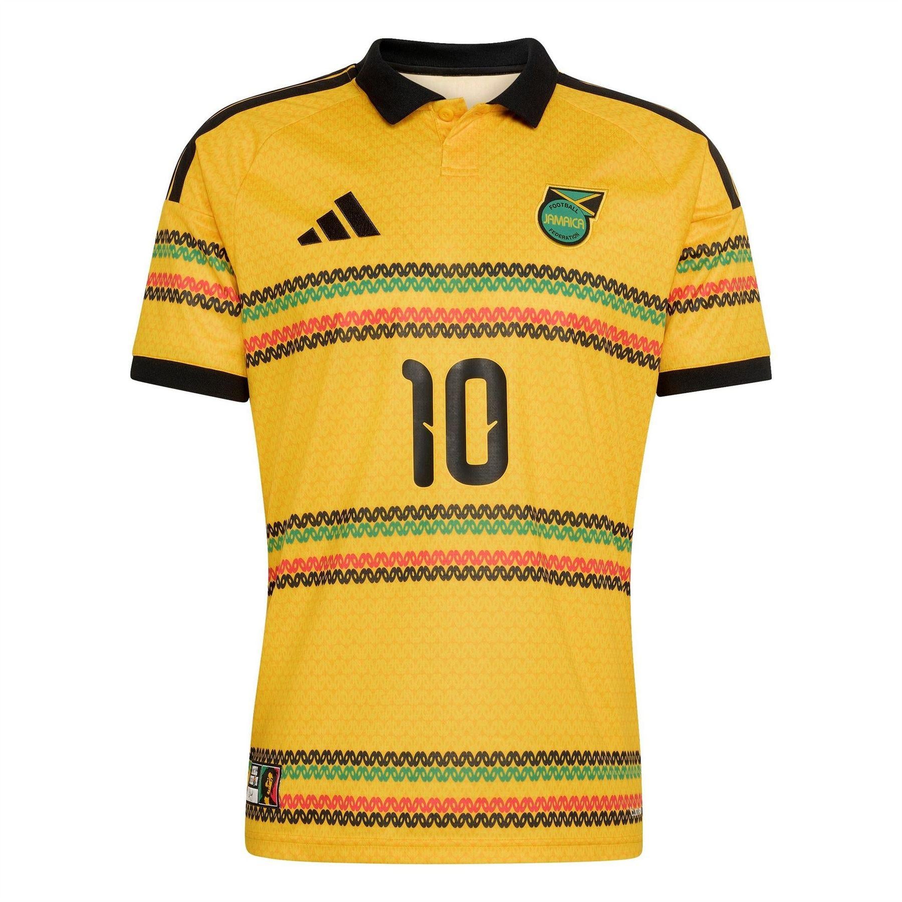 Gold-Green - Front - Adidas Mens Bob Marley 2026 Jamaica Home Shirt