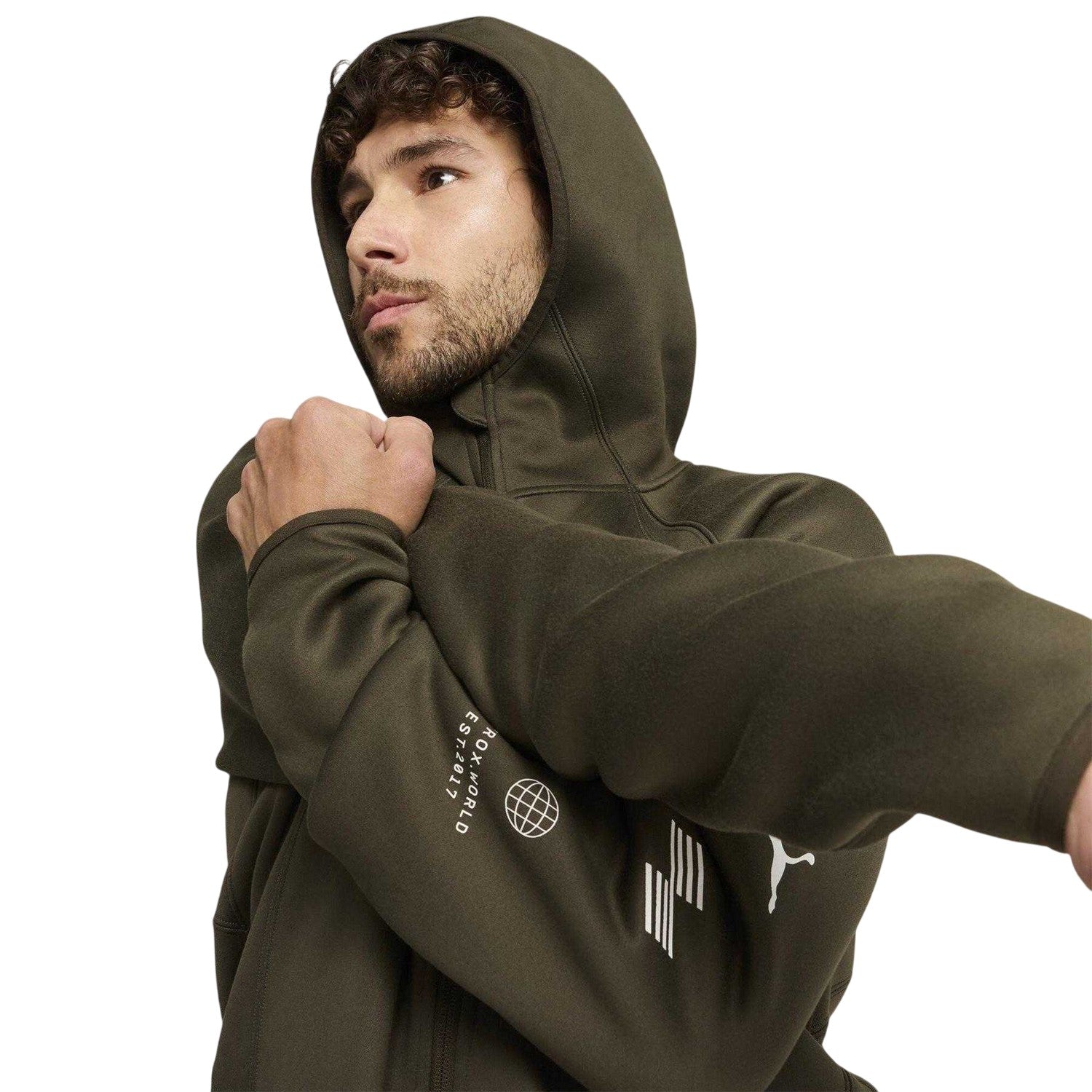 Dark Olive - Side - Puma Mens Hyrox X Cloudspun Technical Hooded Jacket