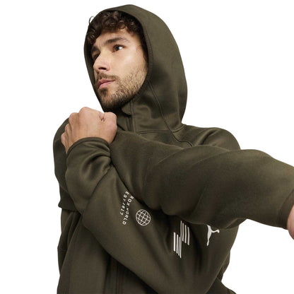 Dark Olive - Side - Puma Mens Hyrox X Cloudspun Technical Hooded Jacket