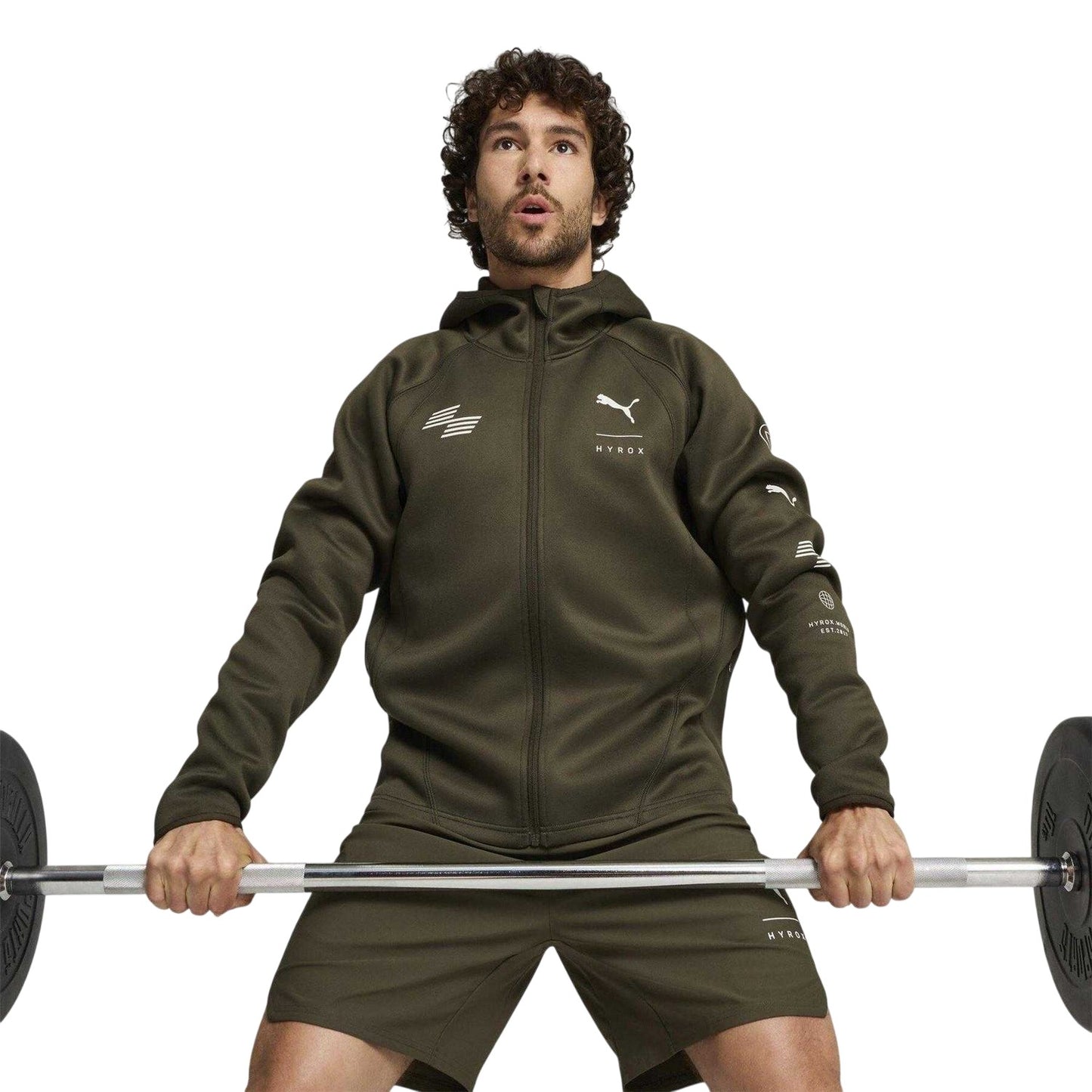 Dark Olive - Lifestyle - Puma Mens Hyrox X Cloudspun Technical Hooded Jacket