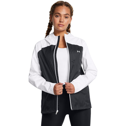 Black - Side - Under Armour Womens-Ladies Cloudstrike Colour Block Hooded Jacket