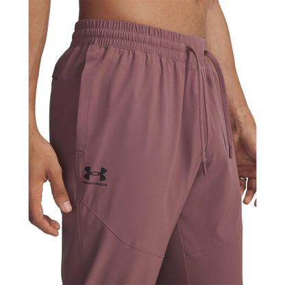 Maroon - Side - Under Armour Mens Vibe Relaxed Fit Joggers