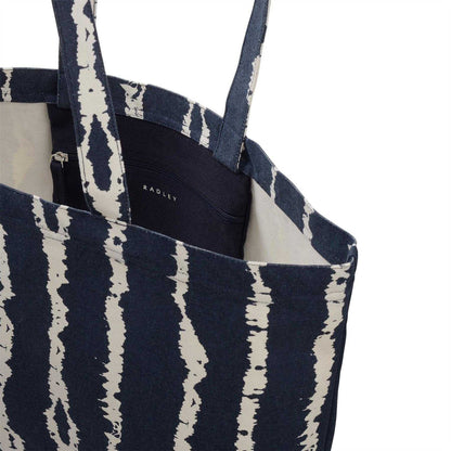 Blue-White - Side - Radley East West Tie Dye Stripes Tote Bag