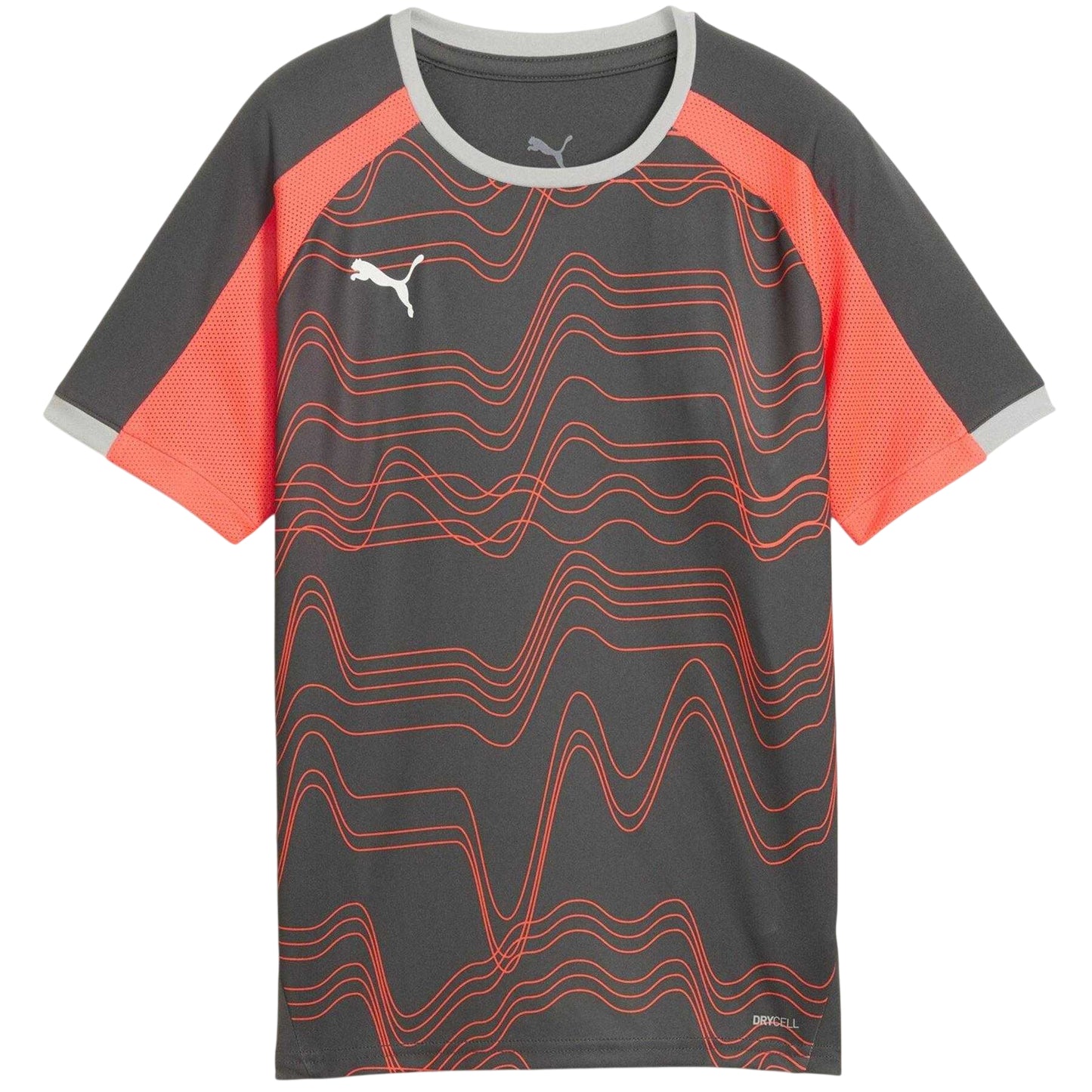 Smoke Grey-White-Glowing Red - Front - Puma Childrens-Kids Individualliga Graphic T-Shirt
