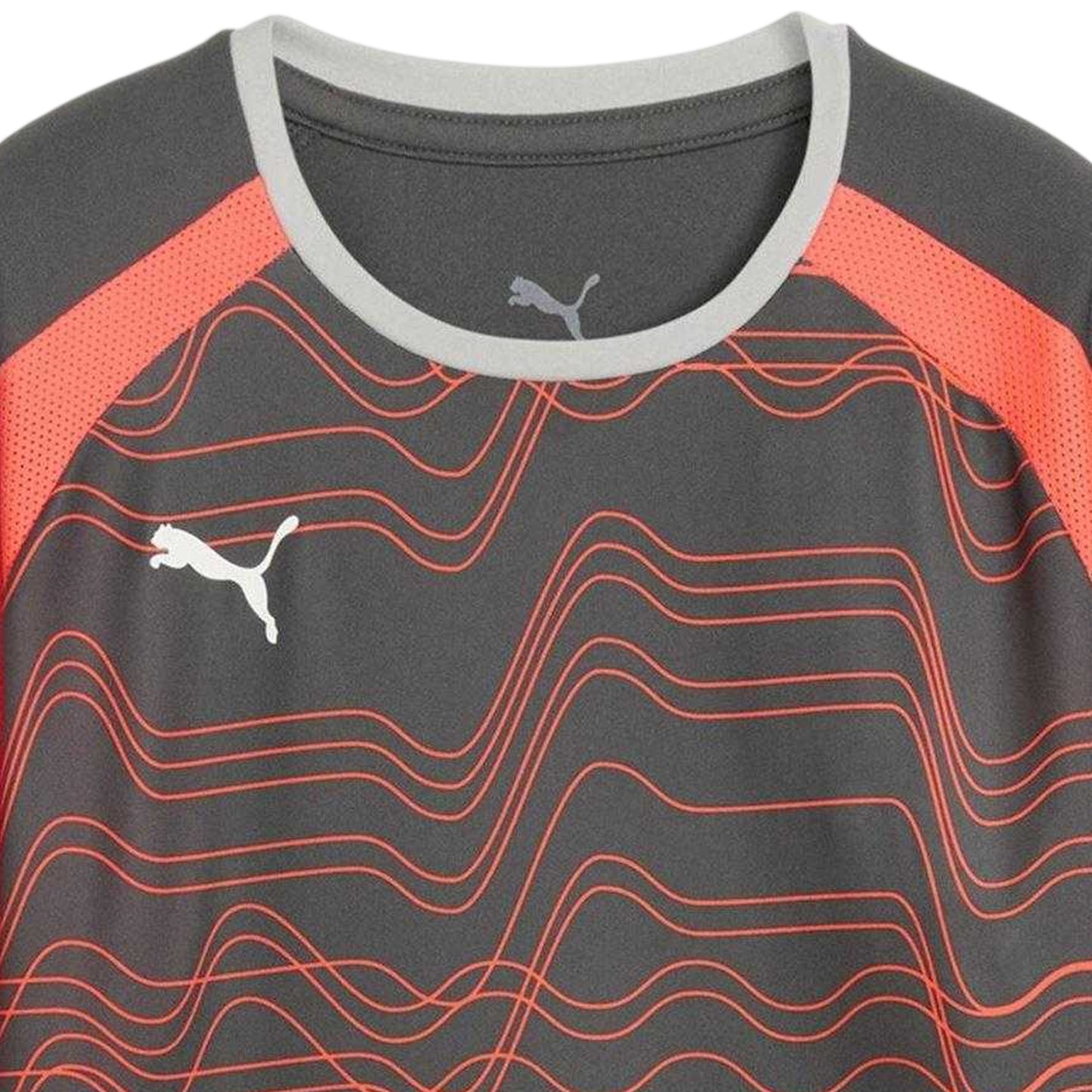 Smoke Grey-White-Glowing Red - Side - Puma Childrens-Kids Individualliga Graphic T-Shirt