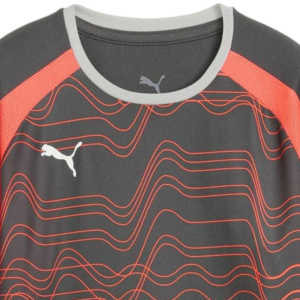 Smoke Grey-White-Glowing Red - Side - Puma Childrens-Kids Individualliga Graphic T-Shirt