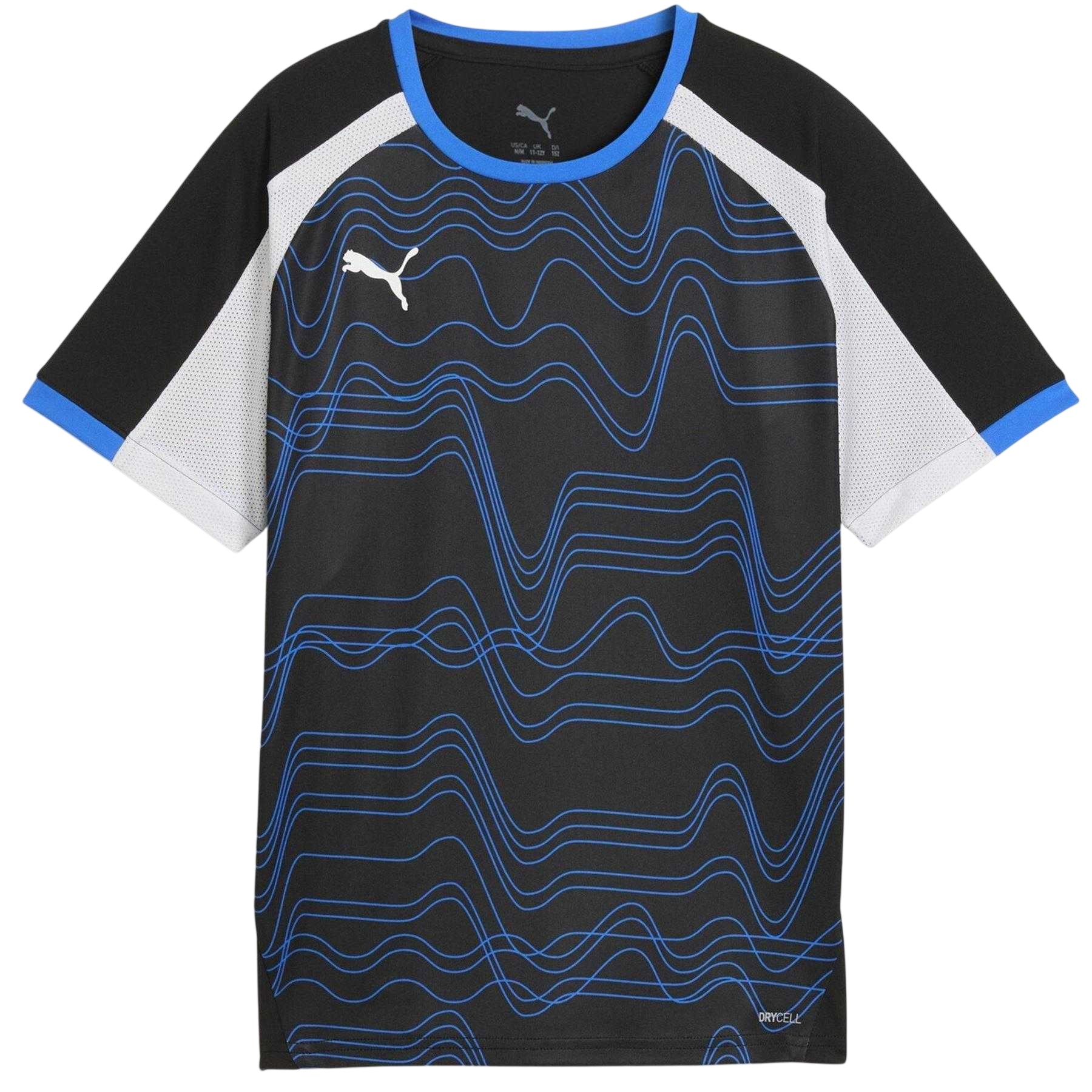 Black-White-Ultramarine Blue - Front - Puma Childrens-Kids Individualliga Graphic T-Shirt
