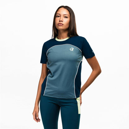 Green - Side - Red Run Womens-Ladies Colour Block Sports Top