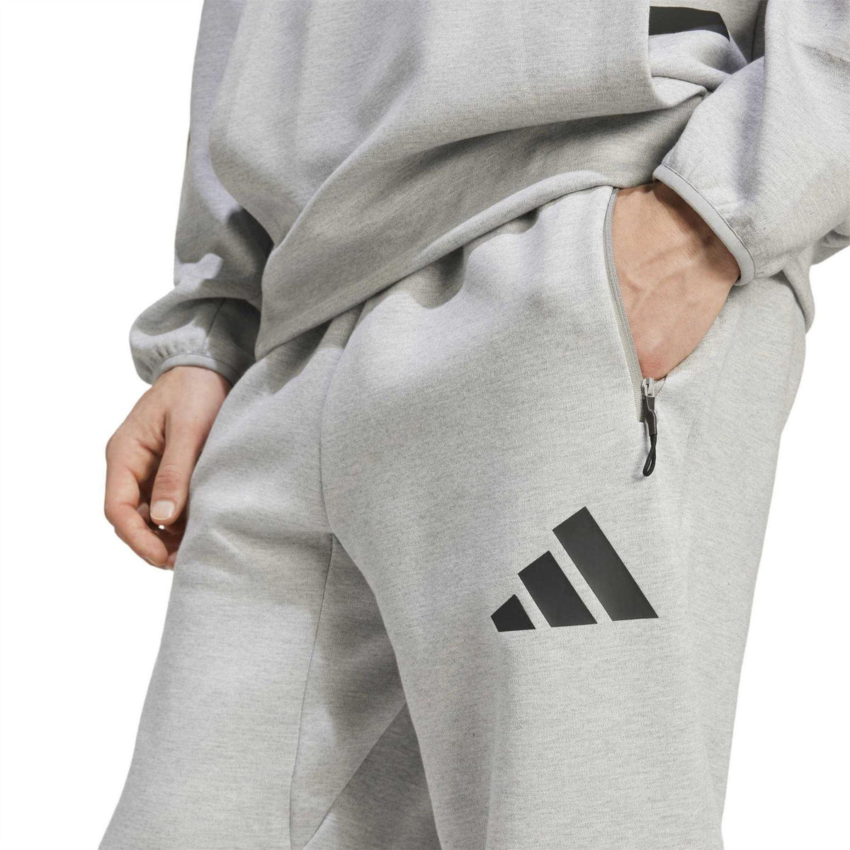 Medium Heather Grey - Side - Adidas Mens Z.N.E. Relaxed Fit Joggers