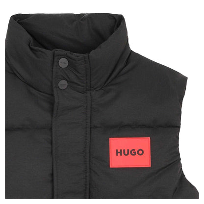Black - Side - Hugo Childrens-Kids Padded Gilet
