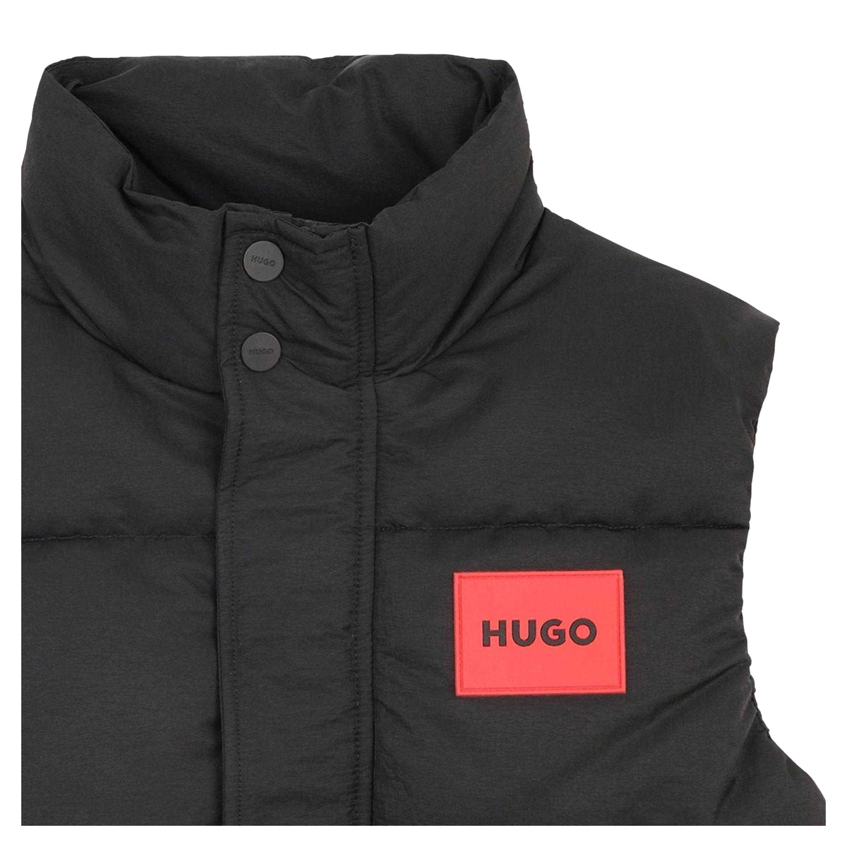 Black - Side - Hugo Childrens-Kids Padded Gilet